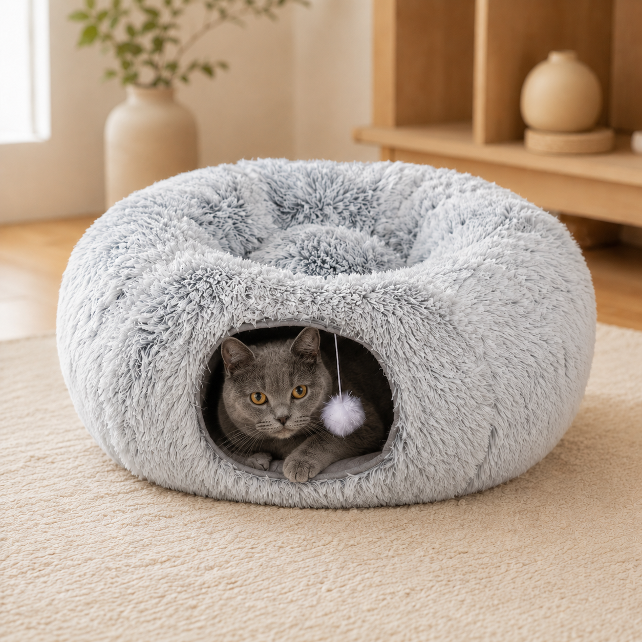 Multifunctional Cat Bed with Tunnel and Peephole