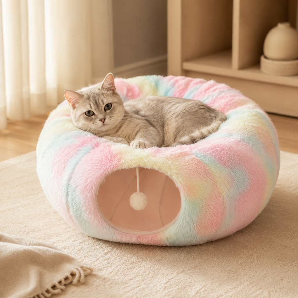 Multifunctional Cat Bed with Tunnel and Peephole