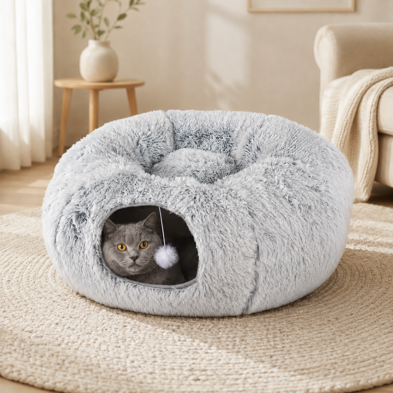 Multifunctional Cat Bed with Tunnel and Peephole