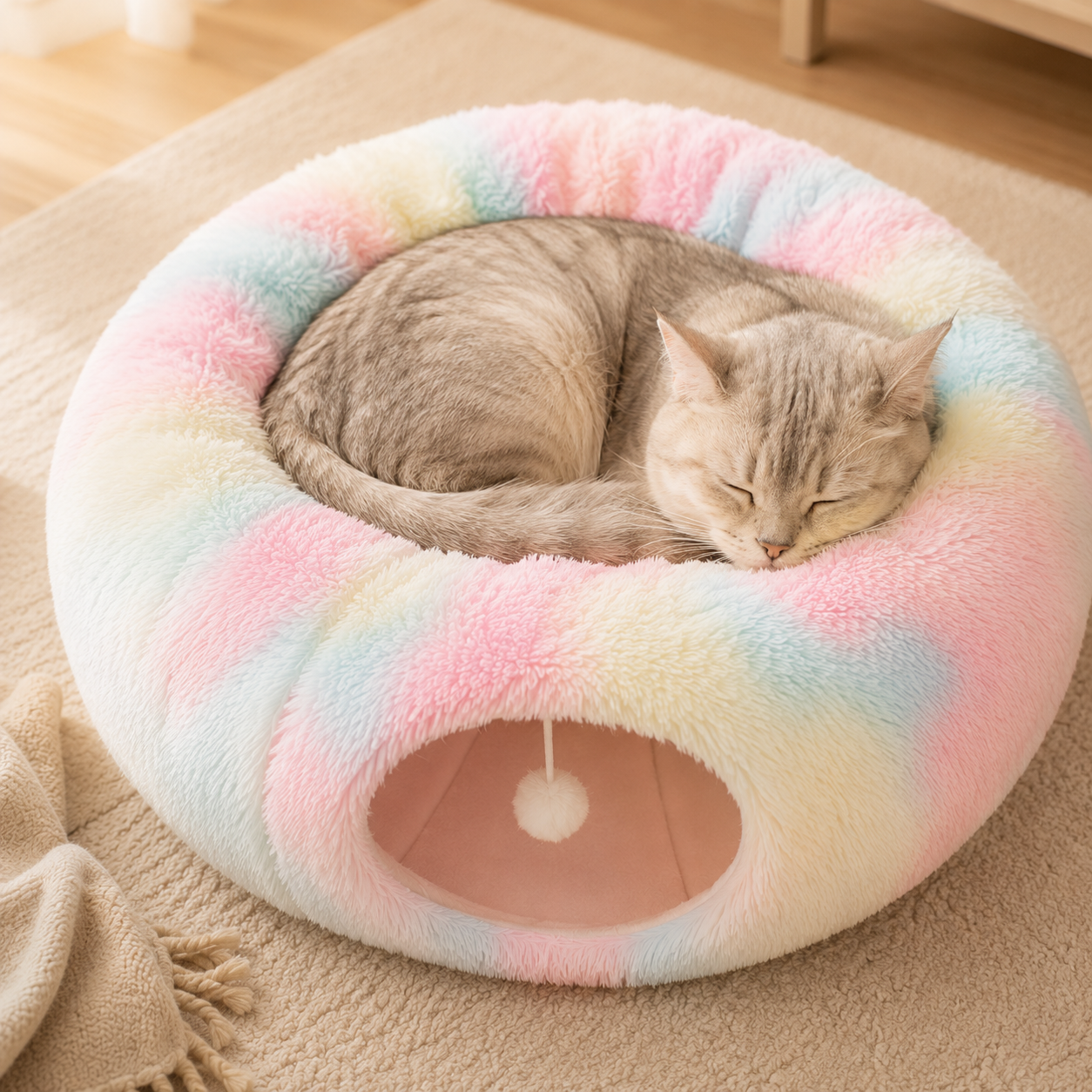Multifunctional Cat Bed with Tunnel and Peephole